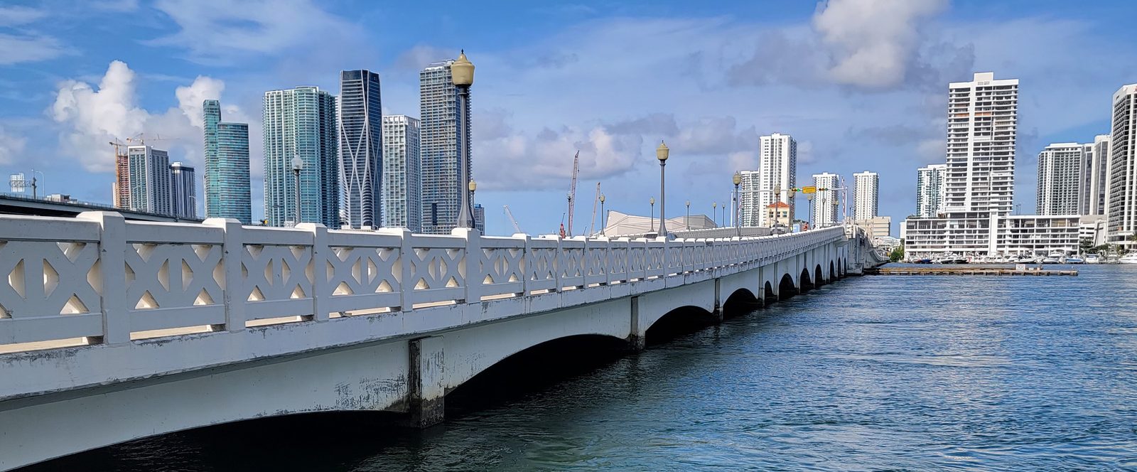 Venetian Causeway bridge and Miami skyline